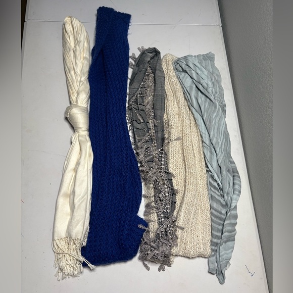 Charming Charlie Accessories - Charming Charlie Scarf Set - Blue, Cream, Gray